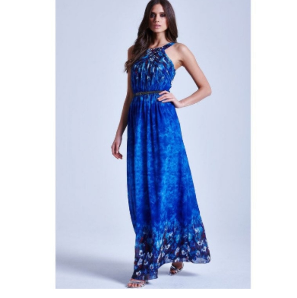 Little Mistress blue watercolor evening maxi